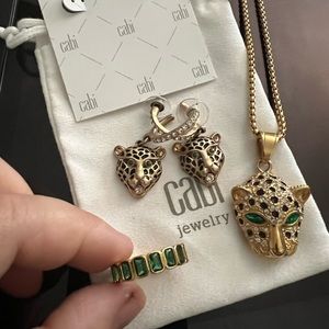 AN ABSOLUTE STEAL  CAbi earrings with boutique necklace and size 7.5 ring